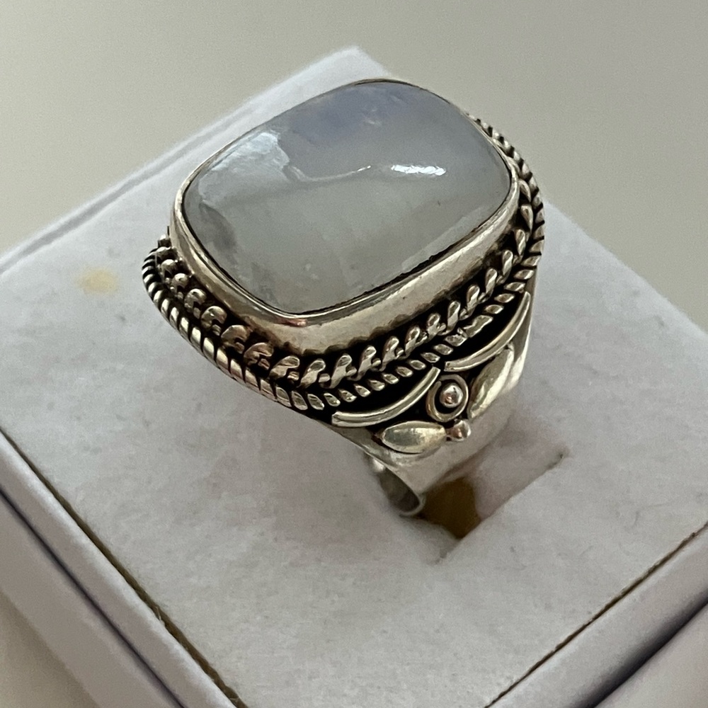 Sterling Silver Moonstone Ring Size 8